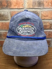Vintage Mountain Springs Premium Red Fuel Corduroy Power Service Hat Navy Blue