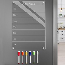 9"x13" Clear Weekly Meal Planner Magnetic Acrylic Board,Acrylic Magnetic Dry Era