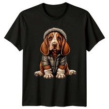 Basset Hound Puppy Dog Animals Winter Hat Jacket Mens T-Shirt Womens Tee Graphic
