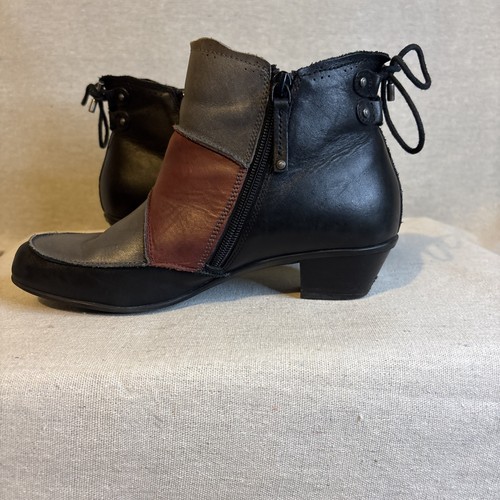 Aetrex Samantha Stiefel Damengröße 8M schwarz grau Leder Patchwork Stiefeletten - Bild 7 von 14