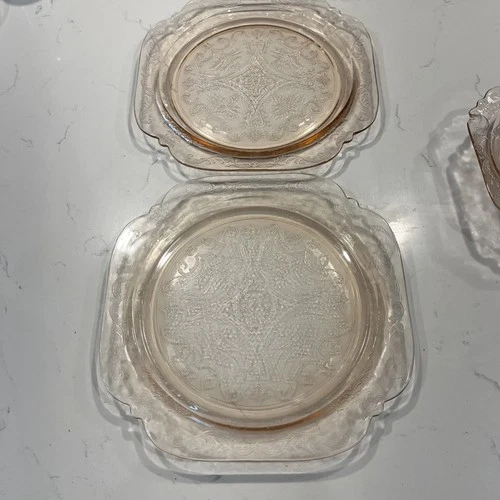 Vintage Pink Depression Glass Plate - set of 2