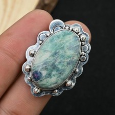 Ruby Fuchsite Gemstone 925 Sterling Silver Handmade Jewelry Ring Gift US Size 8
