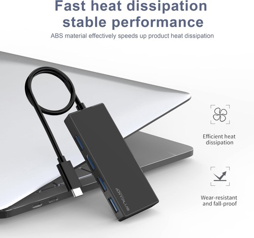 USB C Hub, 4 Ports USB 3.0 Hub Splitter with 5Gbps Data Transfer, USB C Splitter - Picture 5 of 7