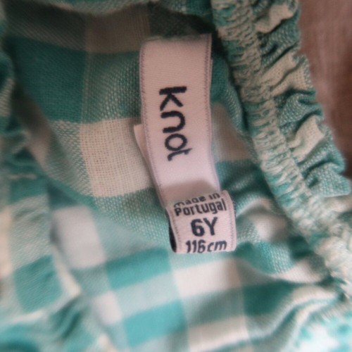 KNOT girls dress gingham plaid green tier summer cotton 6 yr portugal light cute - Picture 6 of 10