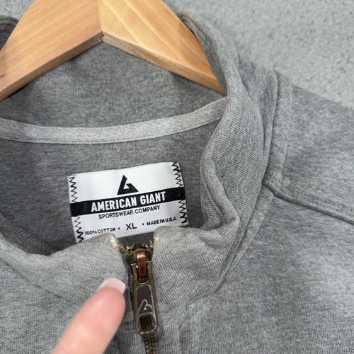 American Giant Jacket Mens XL Gray Heavyweight Full Zip Elbow patch Work Coat - Picture 4 of 15