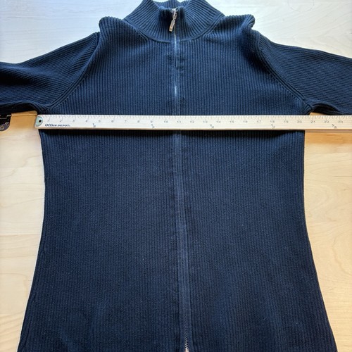 Suéter Eddie Bauer XLT para hombre ~ tejido acanalado negro cremallera completa - Imagen 4 de 9