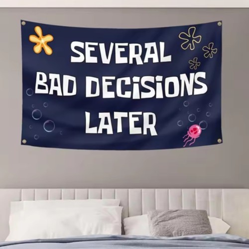 Several Bad Decisions Later Flag 3x5 Ft Funny Tapestry for Man Cave Wall Decor - Picture 2 of 5
