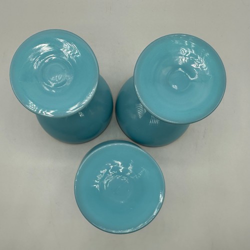 Juego de 3 copas de champán Portieux Vallerysthal Francia azul opalino adorno dorado - Imagen 4 de 6