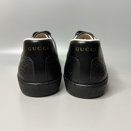 Black GUCCI ACE Embossed GG Monogram Sneakers ~ Mens 9.5/10 ~ Minty - Foto 3 di 10