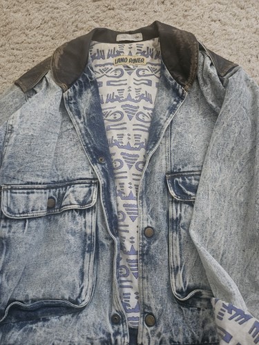 Land Rover Vintage Stone Wash Jeansjacke mit Leder Größe L - Bild 4 von 9