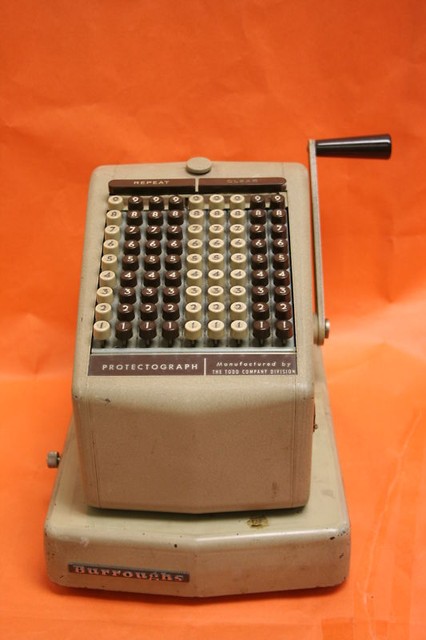 BURROUGHS protectograph checkwriter No. T74-9 * RARE BURROUGHS protectograph checkwriter No. T74-9 * RARE
