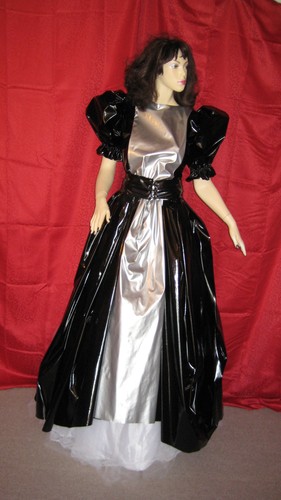 Lackkleid lang weit Zofe Abendkleid Unisex Maiddress Vinyldress long - Picture 6 of 8