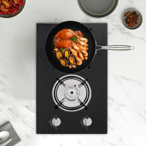 Kitchen Gas Cooktop Stove Top 2 Burners LPG/Propane Gas Stove Toughened Glass US - Picture 2 of 16