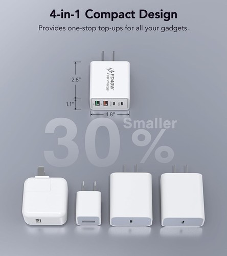 Fast Charge USB Phone Charger USB PD Port Wall Charger Power Adapter US Plug - Zdjęcie 3 z 8