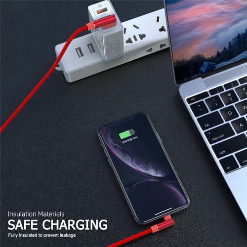 90 Degree Elbow Fast USB Charger Cable Cord for iPhone 8 7 6 5 X XR 11 12 13 14 - Picture 6 of 12