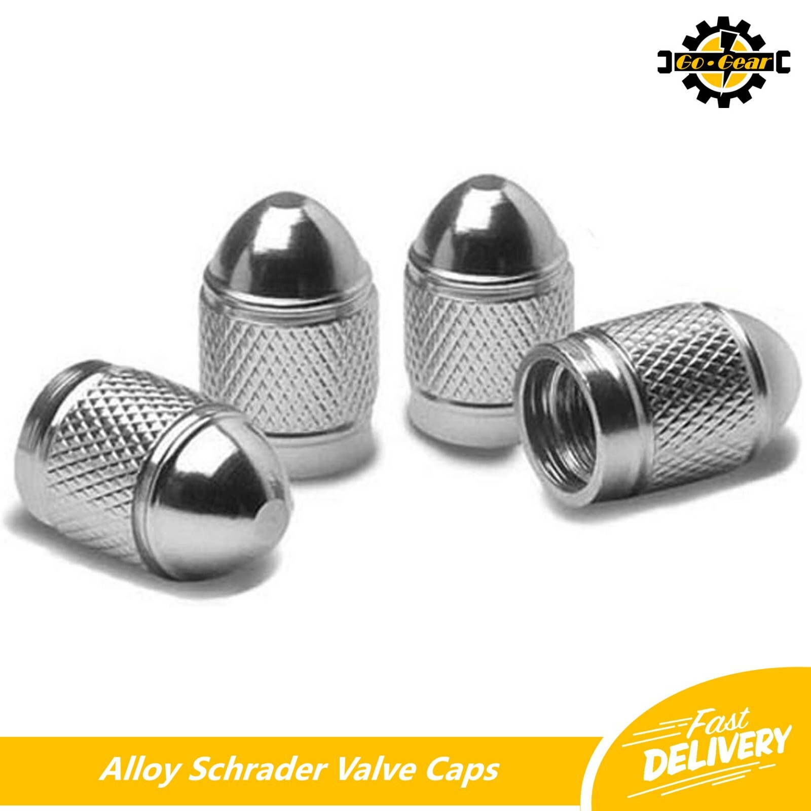 ALLOY VALVE DUST CAPS Car Bike Wheel Tyre Metal Schrader Bullet Style