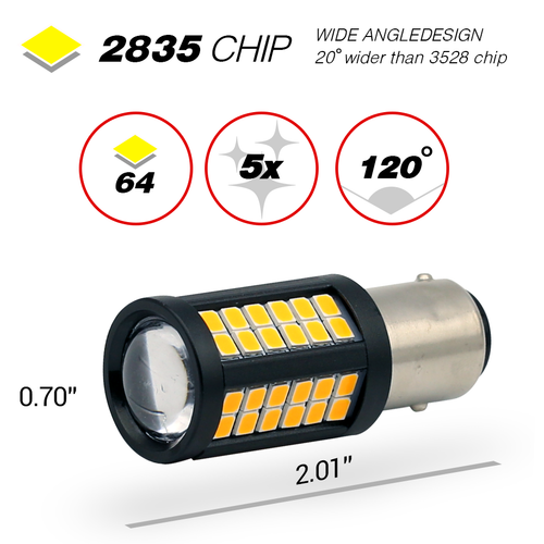 1157 BAY15D Yellow 2-Bulb LED Turn Signal Brake/Tail/Stop light bulbs - Imagen 6 de 7