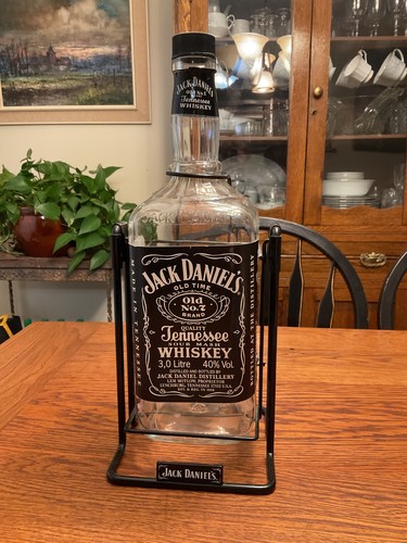 Jack Daniels 3 Litre Bottle in Swing Metal Cradle Pour Holder