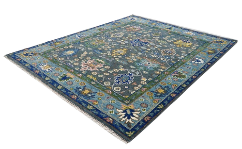 ALLE GRÖßEN 100% Wolle Teppich Handgeknüpft Antik Grau Blau Traditionell Vorleger - Bild 7 von 10