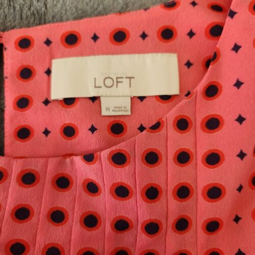 Top donna Ann Taylor LOFT senza maniche medio poliestere rosa con pois blu - Foto 3 di 8