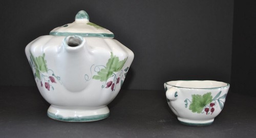 Fortebraccio Ceramiche TEA SET Teapot, Sugar Bowl, 5 Cups & Saucers PERFECT - Picture 3 of 11