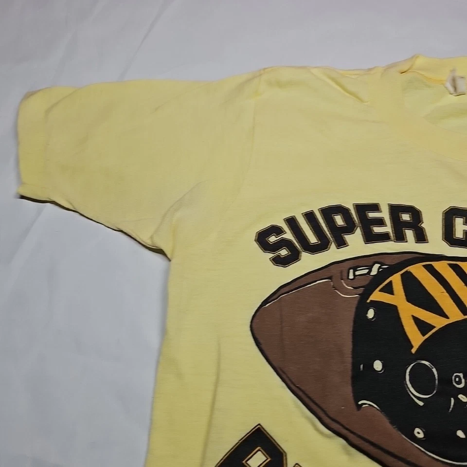 Camiseta De Colección 1979 Super Bowl 13 XIII Adulto Hombre Grande Amarillo Steelers Vaqueros Foto 2 de 4
