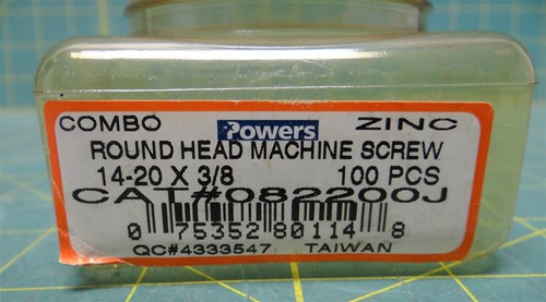 (100) Powers Fastening 1/4-20 x 3/8" Round Head Combo Machine Screw Zinc 082200J - Picture 2 of 3