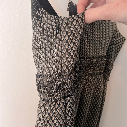 Tory Burch Whimsy Goth Y2K Beaded Black and Gray Shift Dress Size XS Petite - Picture 8 of 10
