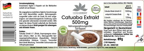Catuaba Extrakt 500mg - 120 Kapseln - Bild 4 von 9