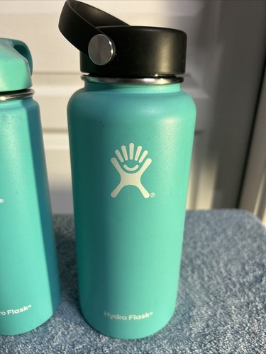 Lot Of 2 HYDRO FLASK 32oz WIDE MOUTH & 20oz Flip Top Turquoise Blue - Picture 2 of 8