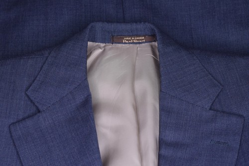Paul Stuart Sharkskin Blue Blazer Mens Wool Sport Coat Jacket Size 40-Regular - Picture 3 of 6