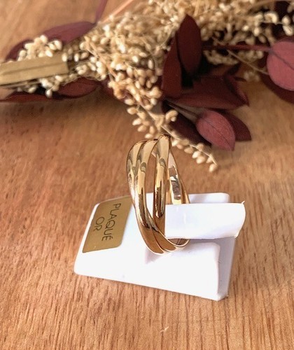 Bague 3 Anneaux Plaqué Or 18 CARATS T50-52-54-56-58-60-62-64 - Imagen 7 de 8