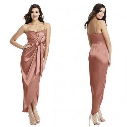 After Six Damen drapiertes Midi formelles Kleid Wüstenrose neu mit Etikett Abend Cocktail - Bild 1 von 11