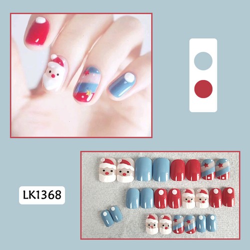 24Pcs Set Press on Nails Full Cover Fake Nails Short Gel Christmas Manicure Ⓐ - Picture 15 of 18