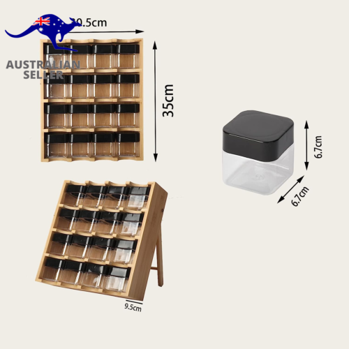 Spice Rack Organiser with 16 Jars, 4 Tier Drawer Spice Racks Organizer, Bamboo S - Picture 3 of 12