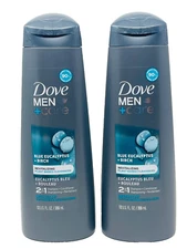 2 dove Mens care blue eucalyptus 2in1 shampoo and conditioner 12 fl oz new