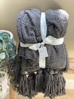 NWT Pottery Barn Bluma Chunky Knit Tassel Throw- Charcoal