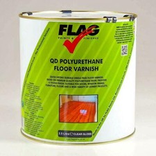 Flag Quick Drying (QD) Polyurethane Floor Varnish Gloss & Satin,  1 & 2.5 Litres