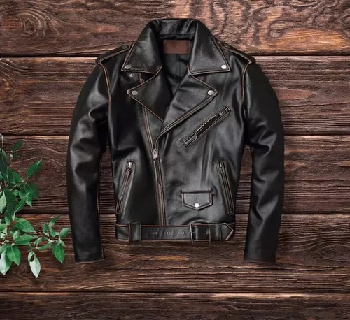 Marlon Brando Jacket Men's Leather Biker Jacket, Retro Biker Jacket Fashion-
