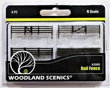 N Scale Woodland Scenics A2992 Rail Fence w/Gates Hinges & Planter Pins