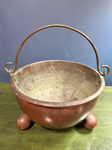 Superb Arts & Crafts Country House Copper & Brass Flower Plant Pot Tri Ball Feet - Picture 11 of 21