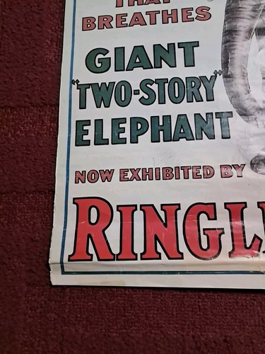 RINGLING BROS BIG BINGO CIRCUS POSTER. BEFORE MERGER WITH BARNUM 29 1/2" X 22" - Picture 2 of 16