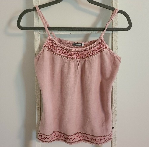 Earthbound trading Co Large Embroidered smocked back tank
