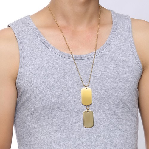 Men Stainless Steel Necklace Pendant Double Dog Tag Name ID Free Engraving Laser - Picture 3 of 14