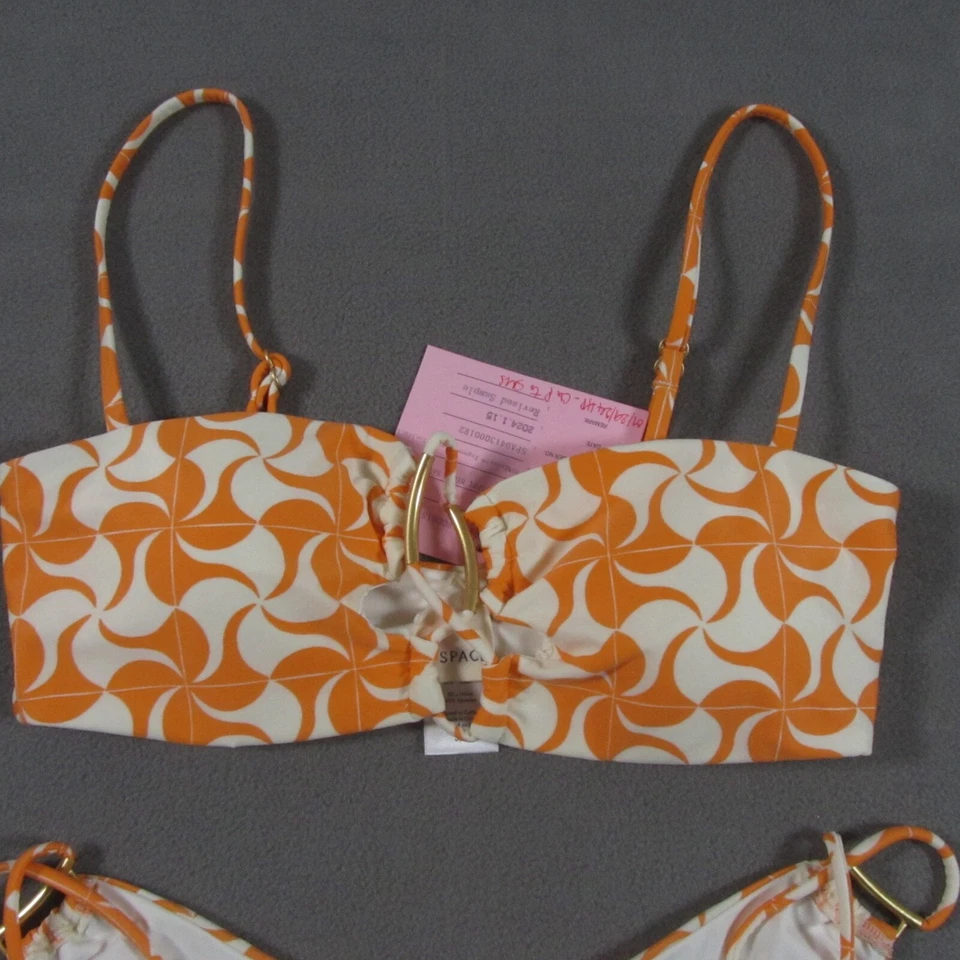 Conjunto de traje de baño L Space pequeño parte inferior de bikini Byron Bay top retro años 70 80 naranja Foto 3 de 4