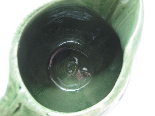 Vintage 1930's McCoy Green Angel Fish Stoneware Pitcher 6 1/4" tall - Picture 5 of 7