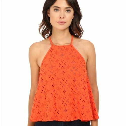 Free People Dream Date Eyelet Tank Embroidered Sleeveless Drawstring Top XS NWT - Picture 1 of 6