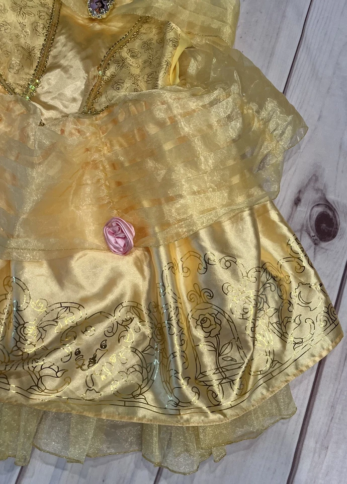 Disney Belle Beauty & The Beast Princess Yellow Tulle Dress Up Costume XS 3T/4T - Image 3 of 4