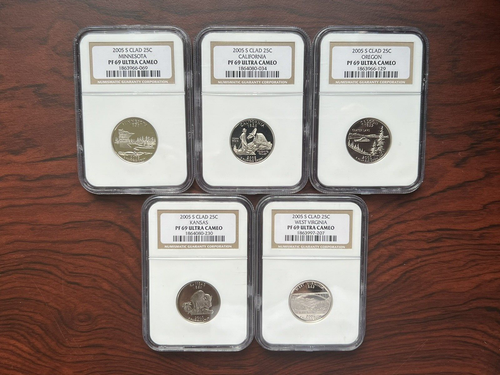 2005-S 25C Proof Clad Statehood Quarter Set of 5 PF69 Ultra Cameo NGC - Picture 1 of 2
