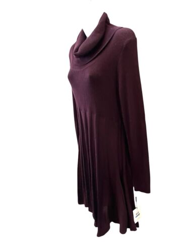 New Calvin Klein Cowl Neck Sweater Dress Purple XL Stretch Flare New W/ Tags - Picture 3 of 11